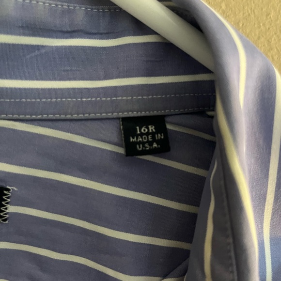 Men’s Burberry London Blue Striped Button-Down Dress Shirt size 16R / Large - Picture 3 of 7